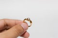 diamond ring in hand isolated