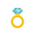 Diamond Ring icon in flat style. Royalty Free Stock Photo