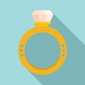 Diamond ring icon, flat style Royalty Free Stock Photo