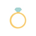 Diamond Ring icon in flat style. Shiny jeweled ring. Royalty Free Stock Photo