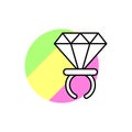 Diamond ring icon. Simple line, outline vector in color circle of retro 90s style icons for ui and ux, website or mobile Royalty Free Stock Photo