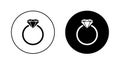 Diamond ring icon vector isolated on circle background Royalty Free Stock Photo
