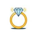 Diamond ring illustration with sparkle element for special occasions or proposals Royalty Free Stock Photo