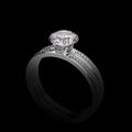 Diamond ring isolated on black background. 3D render