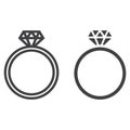 Diamond ring line and glyph icon