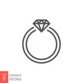 Diamond ring line icon. Woman wedding ring shiny elegant for fiance relationship Royalty Free Stock Photo