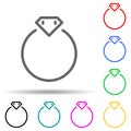Diamond ring multi color style icon. Simple thin line, outline vector of web icons for ui and ux, website or mobile application Royalty Free Stock Photo