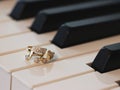 Diamond ring on piano keyboard