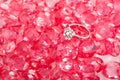Diamond ring and the pink crystal Royalty Free Stock Photo