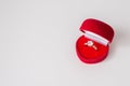 Diamond ring in red heart-shaped box Gift for birthday, Valentine, engagement, mother`s day Royalty Free Stock Photo