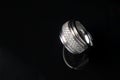 Diamond ring with reflection in isolated black bac Royalty Free Stock Photo