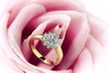 Diamond Ring and Rose Royalty Free Stock Photo