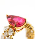 Diamond ring with ruby