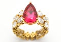 Diamond ring with ruby Royalty Free Stock Photo