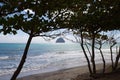Diamond rock and Caribbean beach , Martinique island, French West Indies Royalty Free Stock Photo