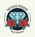 Diamond and roses tattoo studio image artistic