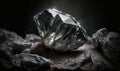 A diamond that is rough in texture has been cut in a coal mine. AI