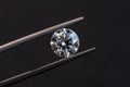 Diamond Round Cut in Tweezers Royalty Free Stock Photo
