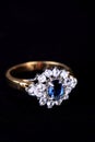 Diamond and sapphire ring, jewelry Royalty Free Stock Photo