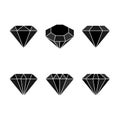 Diamond set icon. Vector Illustration. Shiny crystal sign. Brilliant stone. Black crystal isolated on white background. Fashion mo Royalty Free Stock Photo