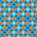 Diamond shape line bear head seamless pattern Royalty Free Stock Photo