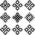 Collection of nine intricate geometric celtic knot inspired symbols Royalty Free Stock Photo