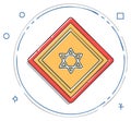 Diamond shape with Star of David symbol stylized illustration with dashed circle border and abstract elements Royalty Free Stock Photo