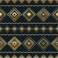 Diamond shape tribal horizontal line gold seamless pattern Royalty Free Stock Photo