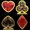 Diamond shaped Card Suits with golden framing Royalty Free Stock Photo