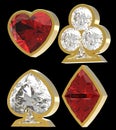 Diamond shaped Card Suits with golden framing