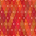 Diamond shaped red seamless pattern with centered dots. Repetitive background for wrapping paper. Template