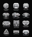 Diamond shapes on black. Royalty Free Stock Photo