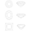 Diamond shapes vector: Round Brilliant - Oval - Pr Royalty Free Stock Photo