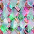 Diamond shapes seamless background. Watercolor colorful abstract mosaic diamonds texture Royalty Free Stock Photo