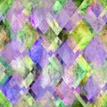 Diamond shapes seamless background. Watercolor colorful abstract mosaic diamonds texture Royalty Free Stock Photo