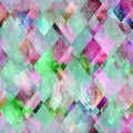 Diamond shapes seamless background. Watercolor colorful abstract mosaic diamonds texture Royalty Free Stock Photo