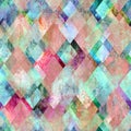 Diamond shapes seamless background. Watercolor colorful abstract mosaic diamonds texture Royalty Free Stock Photo