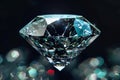 Diamond is shown in a dark background with a bright light shining on it Royalty Free Stock Photo