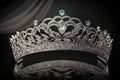 Diamond silver tiara details. Golden crown with jewels. Sparkling jewelry princess queen. Royalty Free Stock Photo