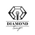 Diamond singer badge design with microphone