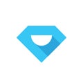 Diamond smile logo icon design vector, flat long shadow style illustration Royalty Free Stock Photo