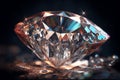 A diamond, a sparkling stone on a dark background.