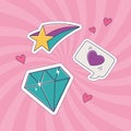 Diamond star and heart love patch fashion badge sticker decoration icon