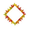 Diamond Template Decorated with Fall Maple Leaves.
