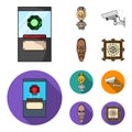 A diamond, a vase on a stand, a surveillance camera, an African mask. Museum set collection icons in cartoon,flat style Royalty Free Stock Photo