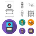 A diamond, a vase on a stand, a surveillance camera, an African mask. Museum set collection icons in outline,flat style Royalty Free Stock Photo