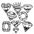 Diamond Vector Clip Art Graphics Black Set