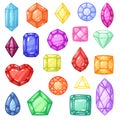 Diamond vector gem and precious gemstone or crystal stone for jewellery illustration crystalline set of jewel or mineral Royalty Free Stock Photo