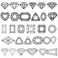 Diamond vector icons set.Gem stones line icons. Royalty Free Stock Photo