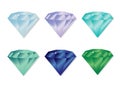 Diamond vector icons set.